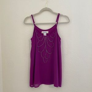 Fuchsia beaded tank top